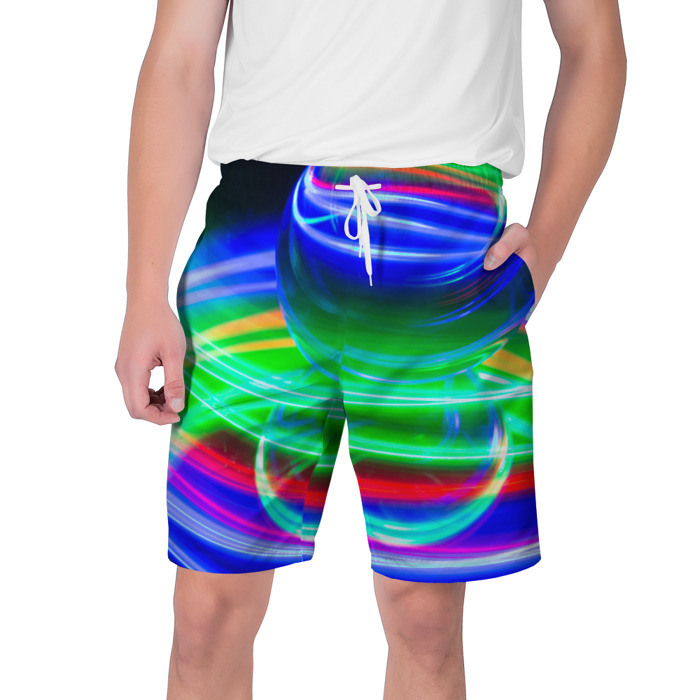 Мужские шорты 3D Волнообразные абстрактные линии и шары фото