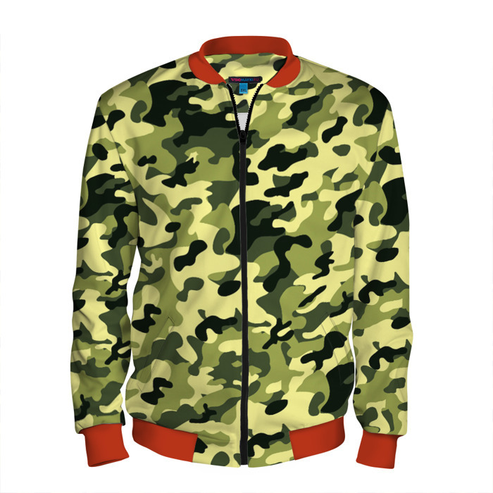 Мужской бомбер 3D Камуфляж Зеленые листья фото