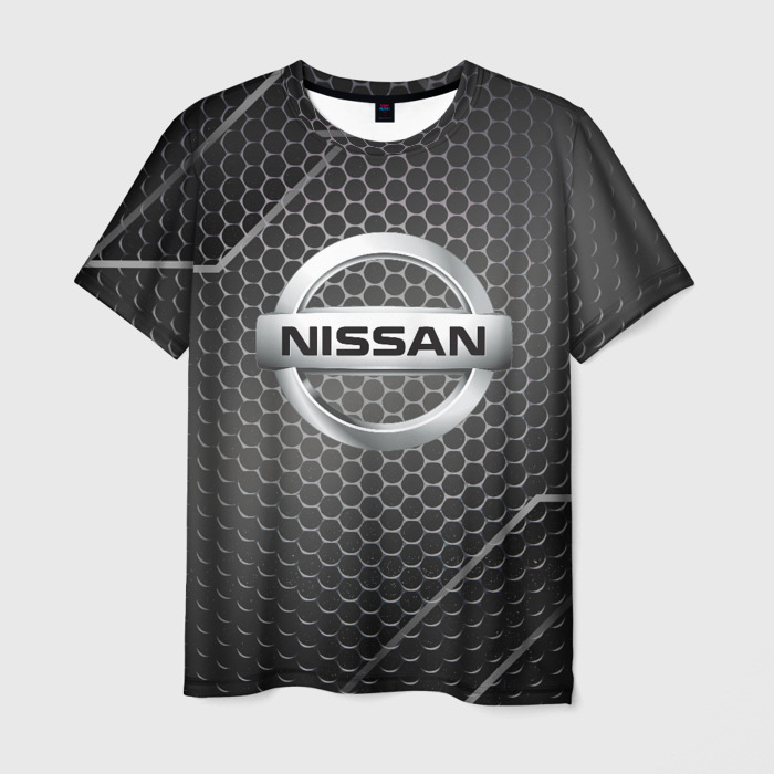 Мужская футболка 3D Nissan метал карбон фото