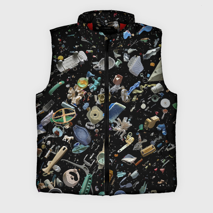 Мужской жилет утепленный 3D Пластиковый мусор   всякая всячина фото