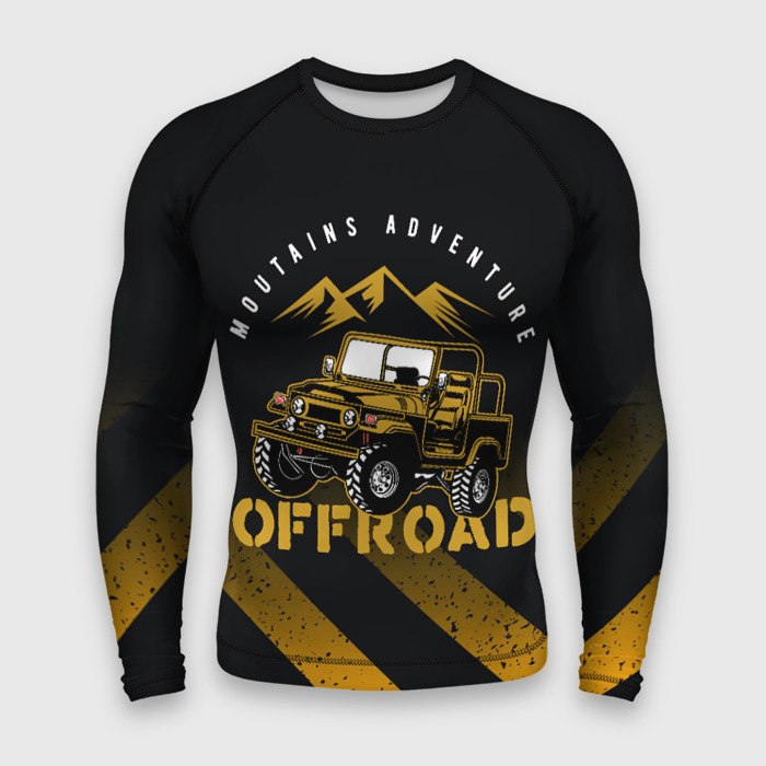 Мужской рашгард 3D Внедорожник  на фоне гор фото