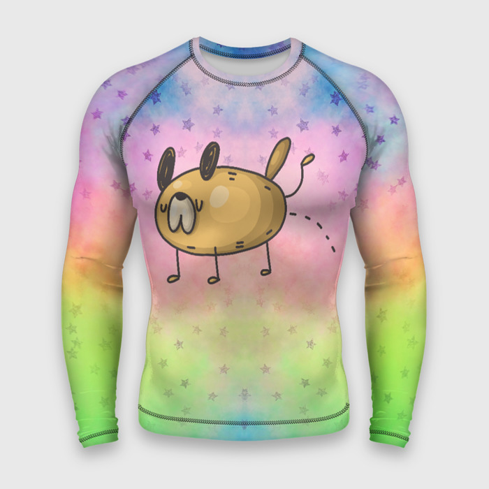 Мужской рашгард 3D забавная  собачка писает фото