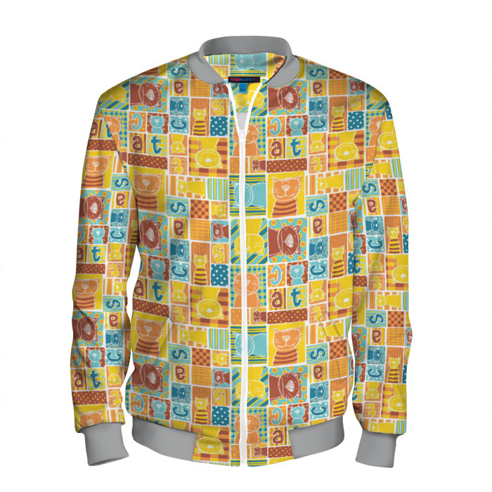 Мужской бомбер 3D Кот попарт фото