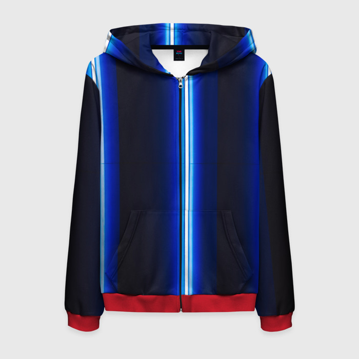 Мужская толстовка 3D на молнии Неоновое синее свечение фото