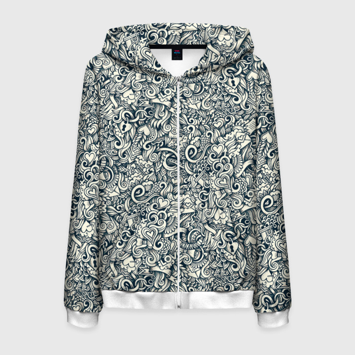 Мужская толстовка 3D на молнии Дудл иллюстрация любовь фото