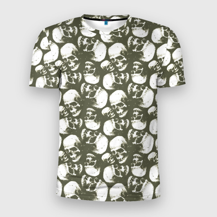 Мужская футболка 3D Slim Череп гранж фото