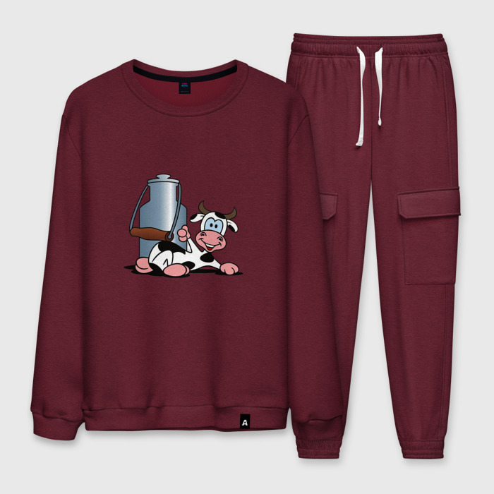 Мужской костюм хлопок Корова и бидон с молоком фото