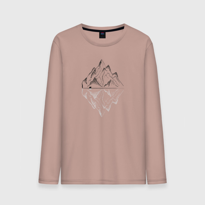 Мужской лонгслив хлопок Одинокий медведь в горах фото
