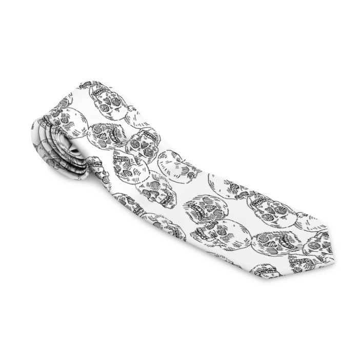 Галстук 3D Череп штрихованный фото