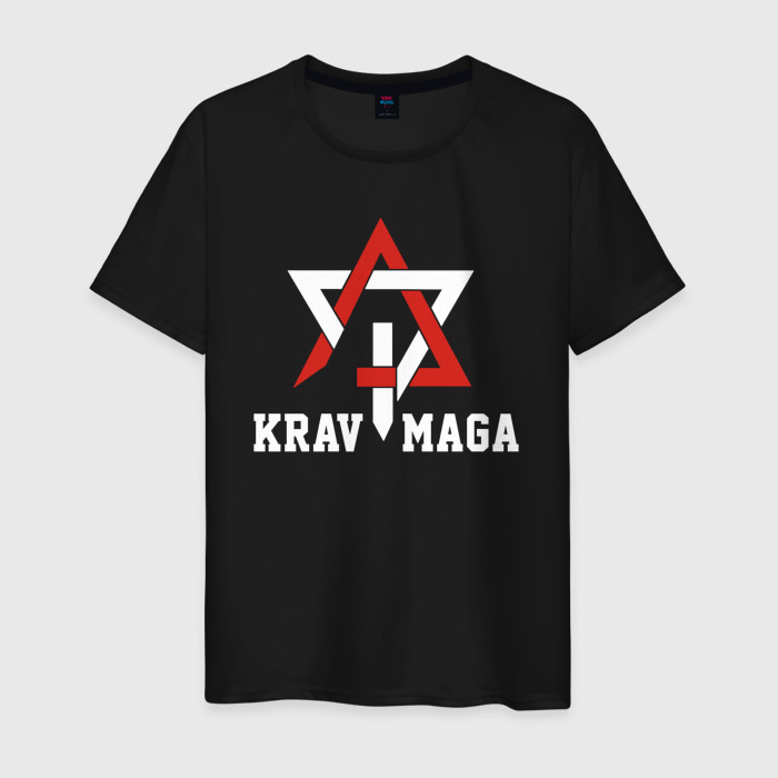 Мужская футболка хлопок Krav maga national wrestling emblem фото