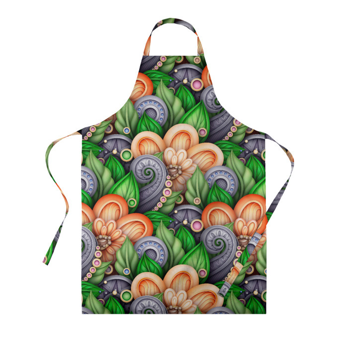 Фартук 3D Объемные лепестки цветов и листья фото