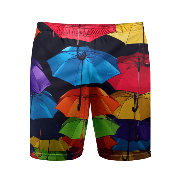 Мужские шорты спортивные Разноцветные зонтики   композиция фото