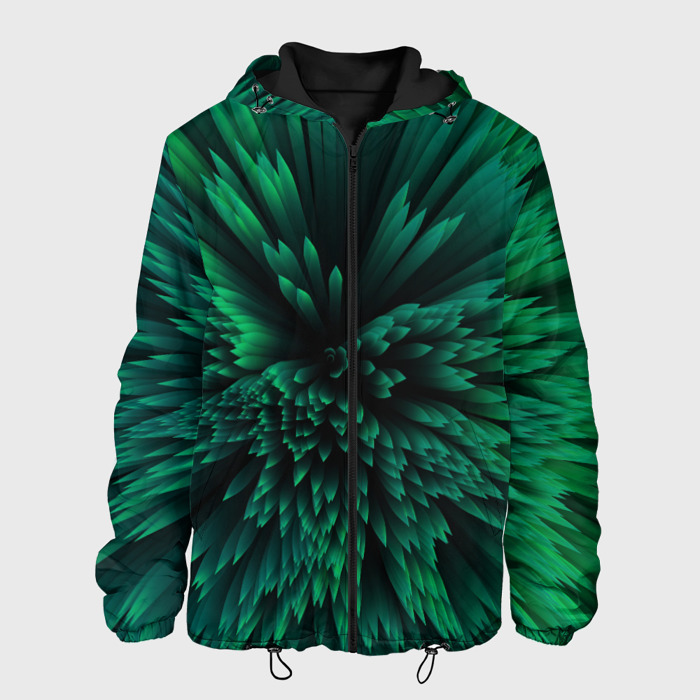 Мужская куртка 3D Объёмные Острые зелёные фигуры фото