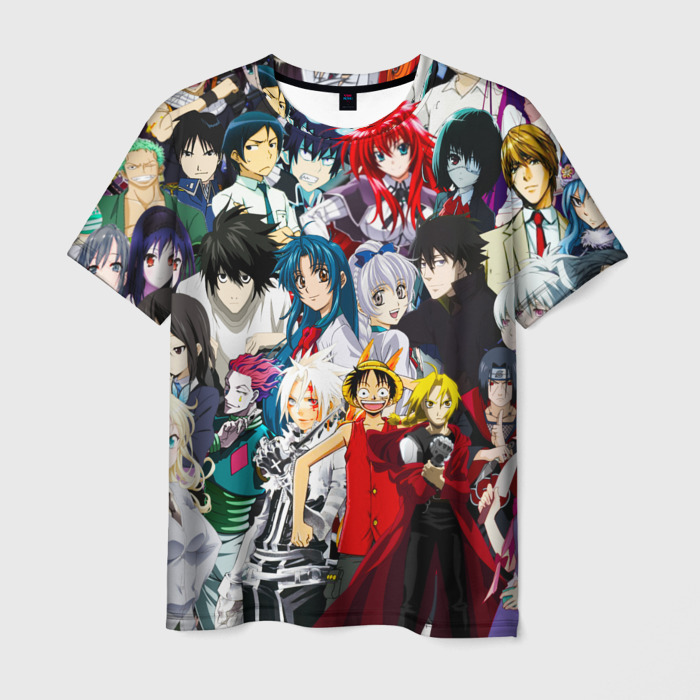 Мужская футболка 3D Все аниме персонажи фото