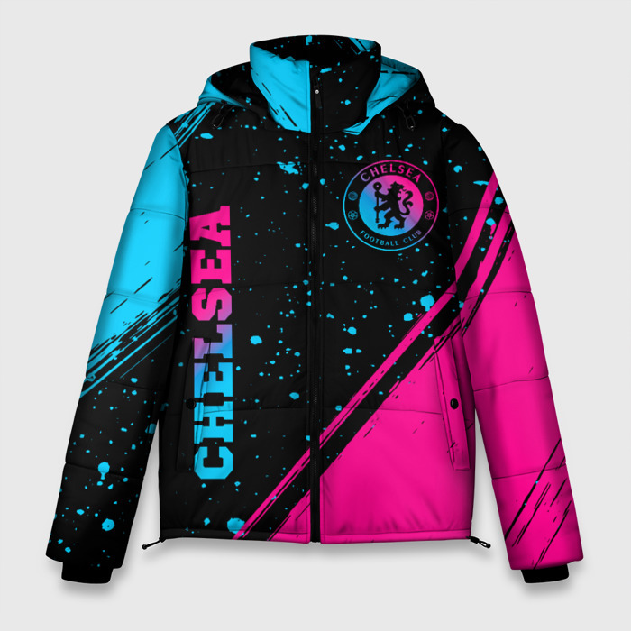 Мужская зимняя куртка 3D Chelsea   neon gradient: надпись, символ фото