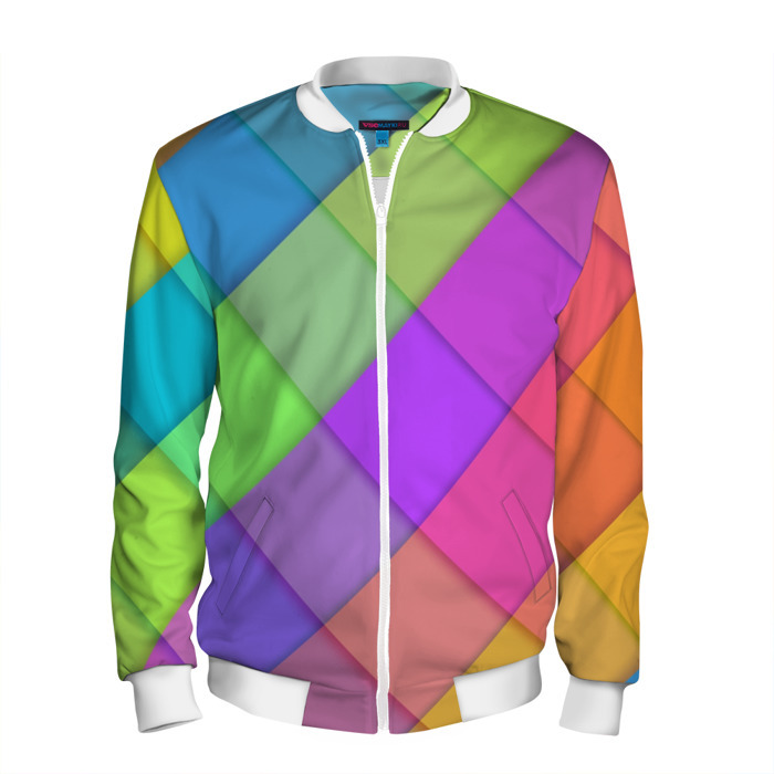 Мужской бомбер 3D Геометрический узор из квадратов фото