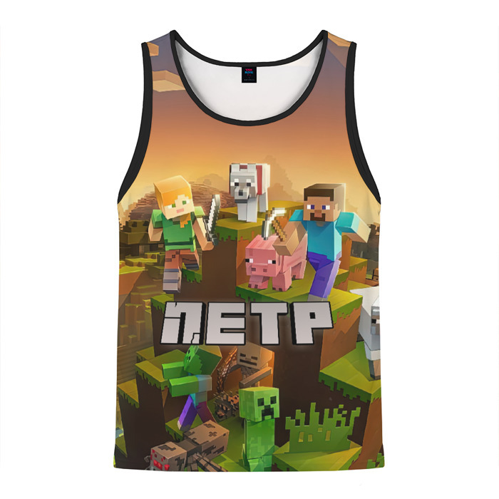 Мужская майка 3D Петр Minecraft фото