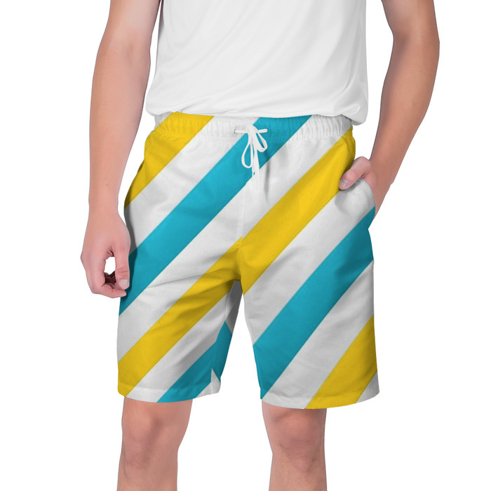 Мужские шорты 3D Желтые и синие полосы фото