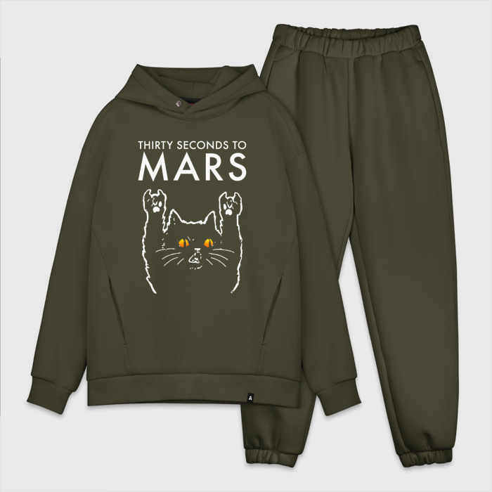 Мужской костюм хлопок OVERSIZE Thirty Seconds to Mars rock cat фото