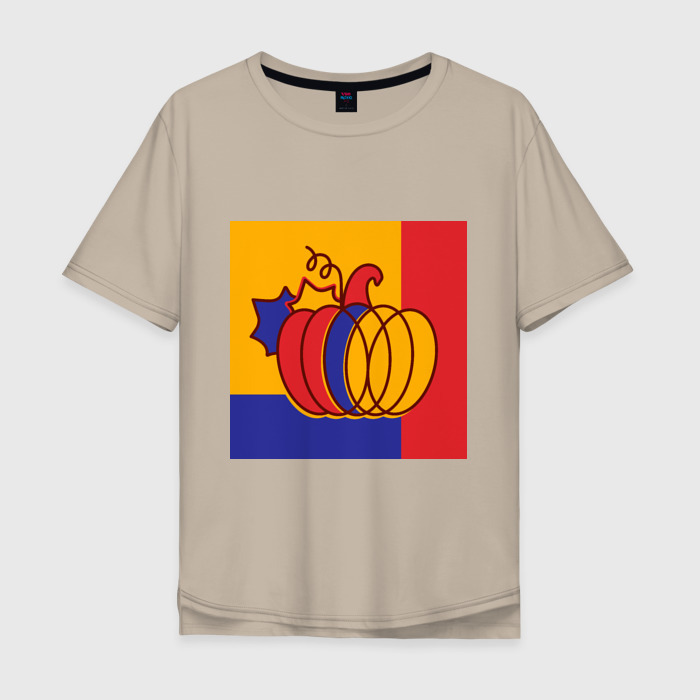 Мужская футболка хлопок Oversize Тыква трехцветная винтаж фото