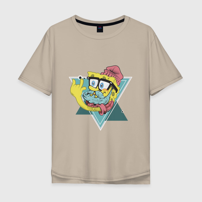 Мужская футболка хлопок Oversize Губка Боб   Хипстер фото