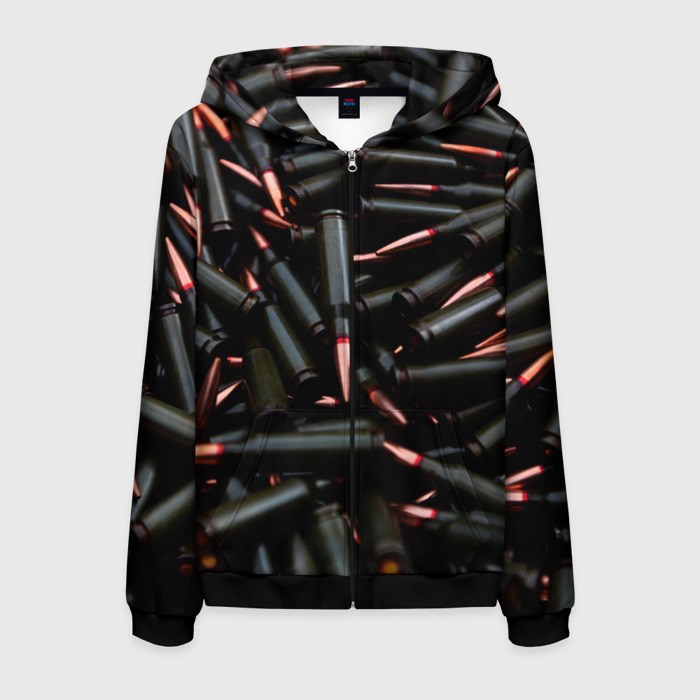 Мужская толстовка 3D на молнии Черные патроны фото