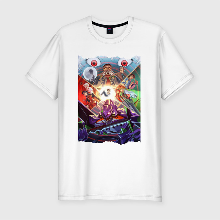 Мужская футболка хлопок Slim Евангелион персонажи фото