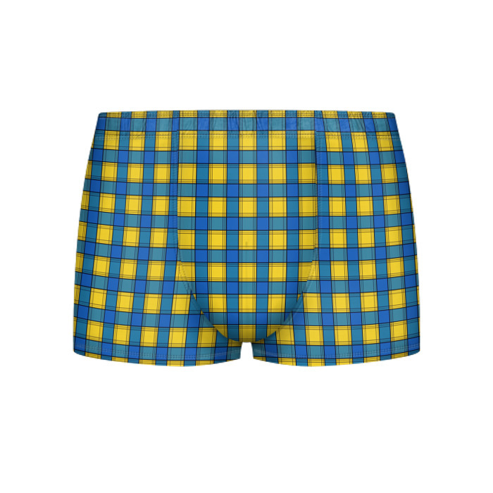 Мужские трусы 3D Желтый с синим клетчатый модный узор фото