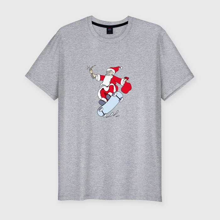 Мужская футболка хлопок Slim Hipster дед мороз фото
