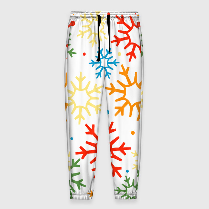 Мужские брюки 3D Яркие снежинки фото
