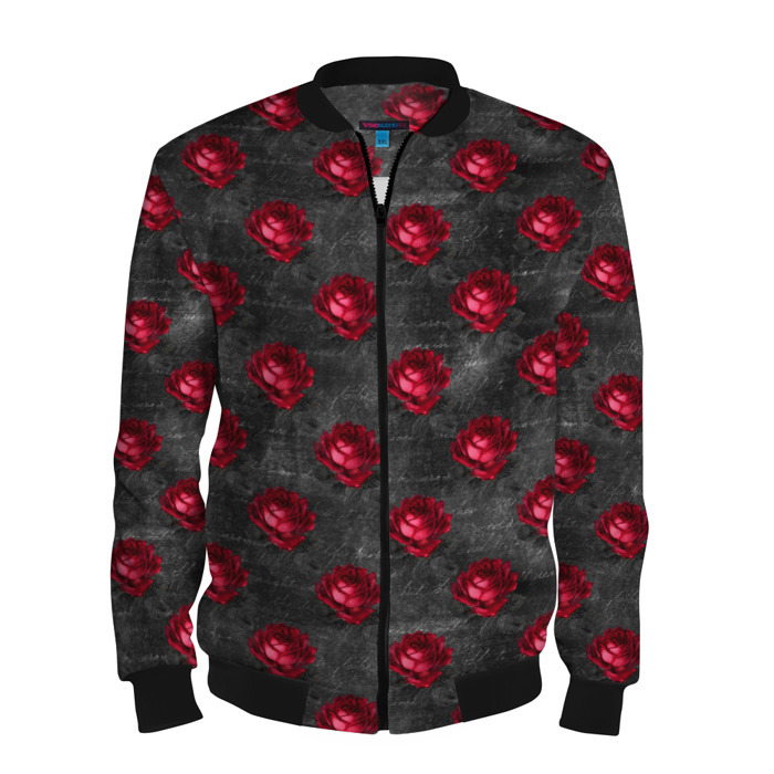 Мужской бомбер 3D Красные бутоны цветов фото