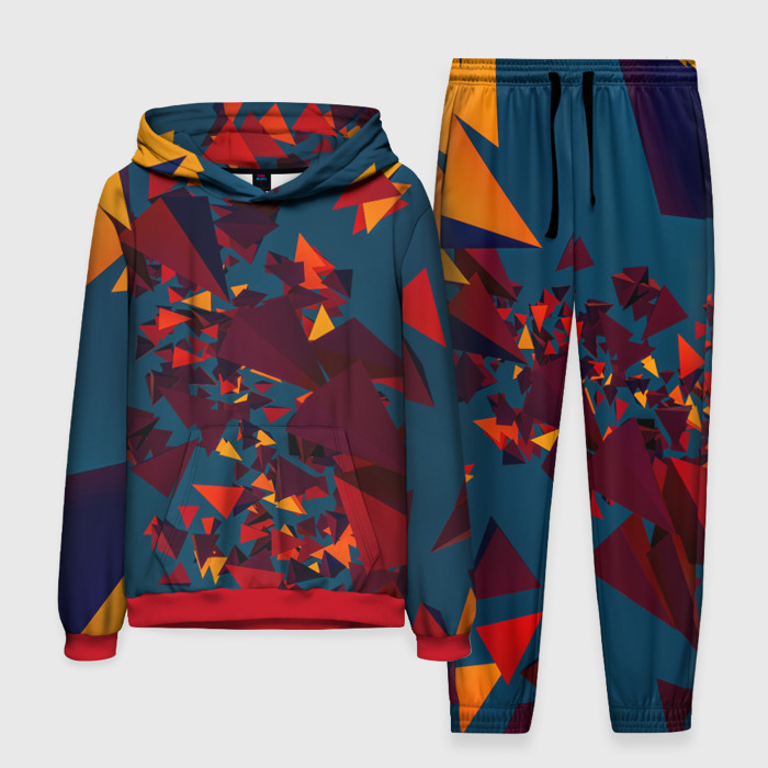 Мужской костюм 3D (с толстовкой) Множество тетраэдров в абстракции фото