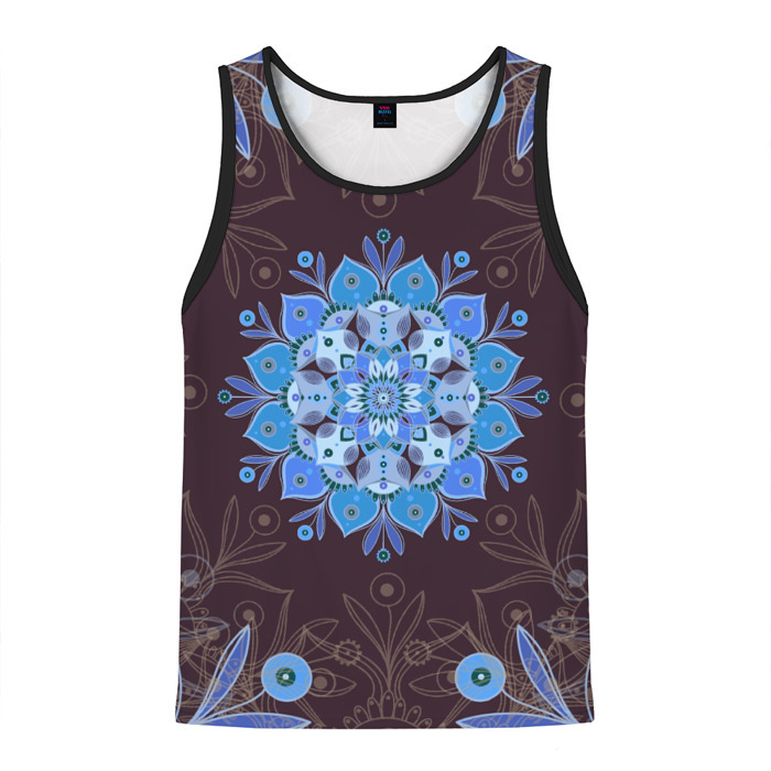 Мужская майка 3D Мандала цветок Голубая снежинка фото