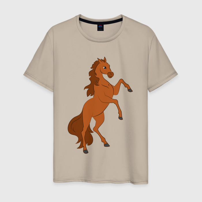 Мужская футболка хлопок Лошадка на задних ногах фото