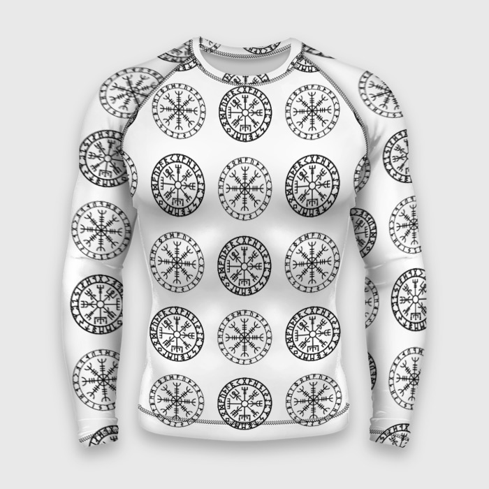 Мужской рашгард 3D Vegvisir and Aegishjalmur Helm of Awe White фото