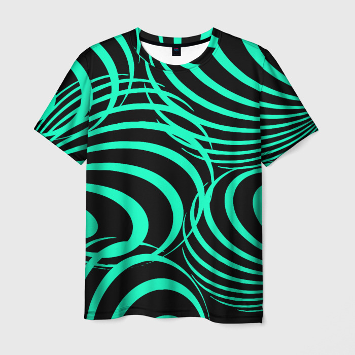 Мужская футболка 3D Зелёные полоски фото