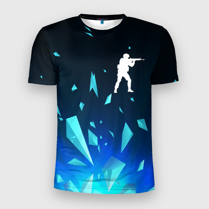 Мужская футболка 3D Slim Counter Strike взрыв частиц фото