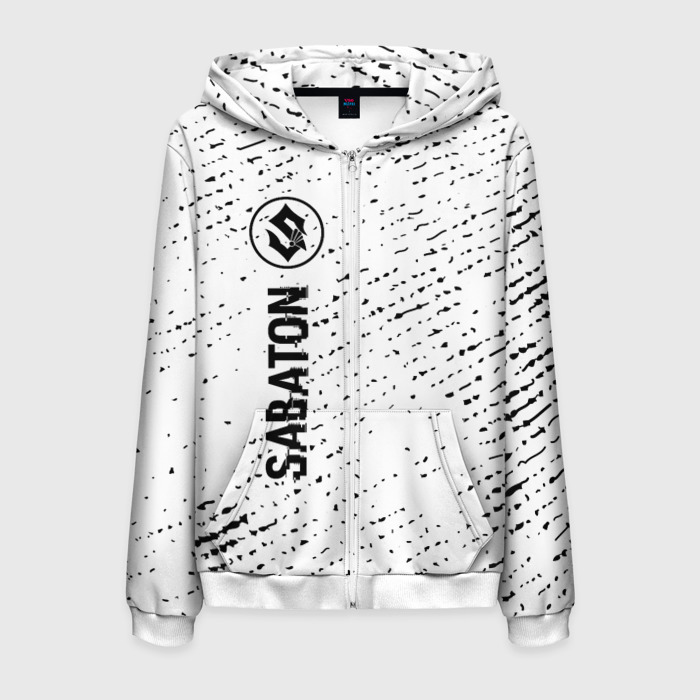 Мужская толстовка 3D на молнии Sabaton glitch на светлом фоне: по вертикали фото