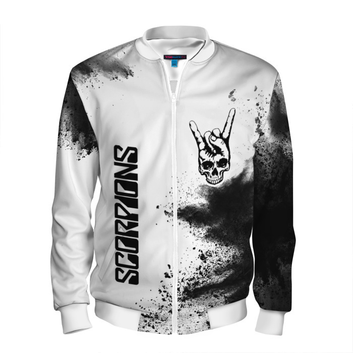 Мужской бомбер 3D Scorpions и рок символ на светлом фоне фото