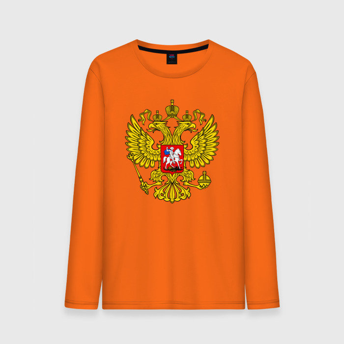 Мужской лонгслив хлопок Герб России   прозрачный фон фото