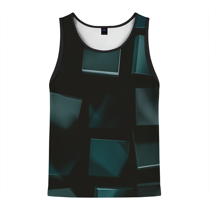 Мужская майка 3D Геометрические тёмные кубы фото