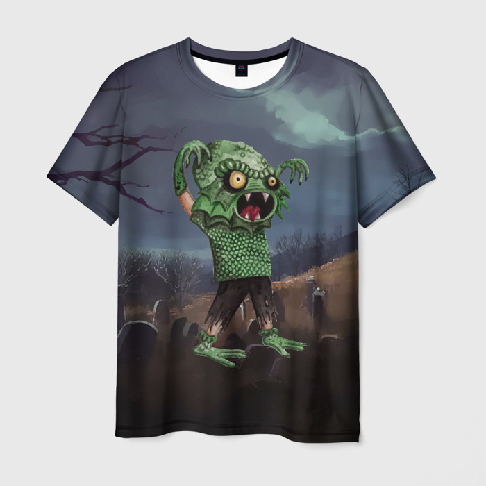 Мужская футболка 3D Ктулху на кладбище фото