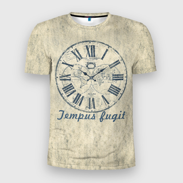 Мужская футболка 3D Slim Часы тикают  время бежит фото