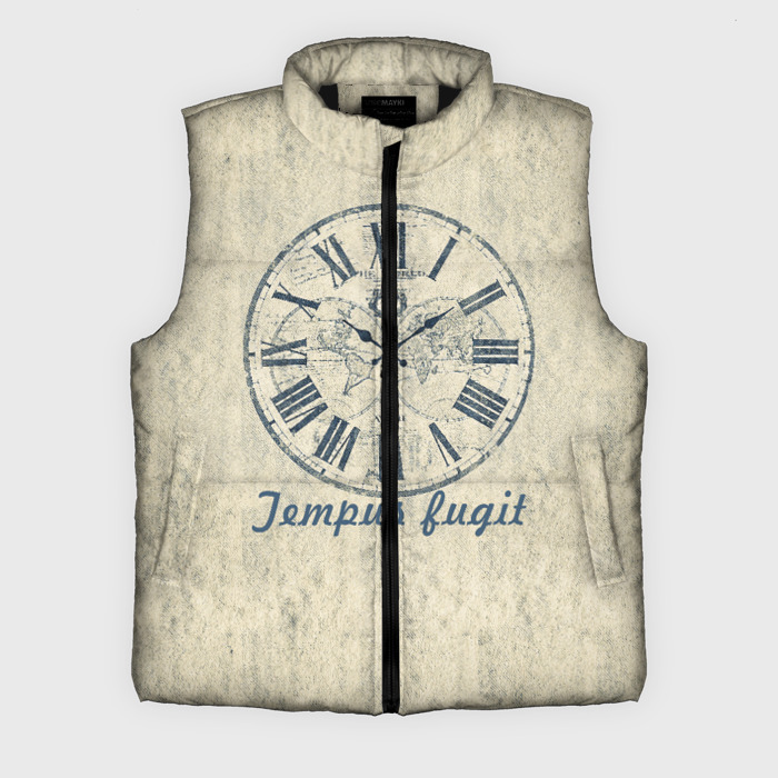 Мужской жилет утепленный 3D Часы тикают  время бежит фото