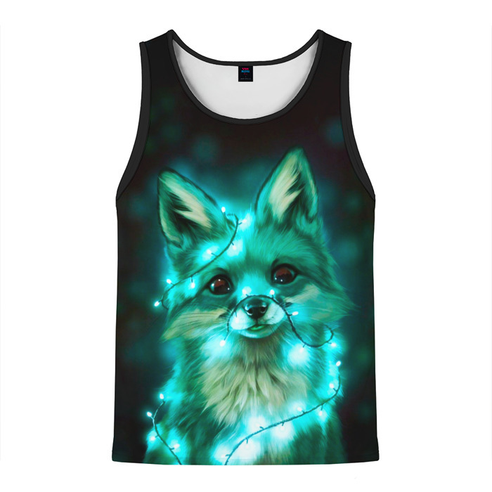 Мужская майка 3D Неоновый лис фото