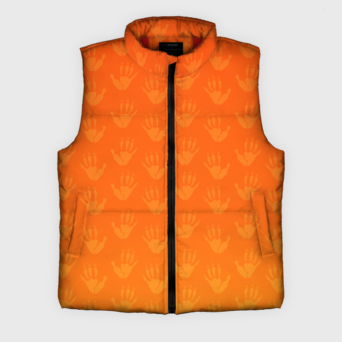 Мужской жилет утепленный 3D Лапки опоссума (оранжевые) фото