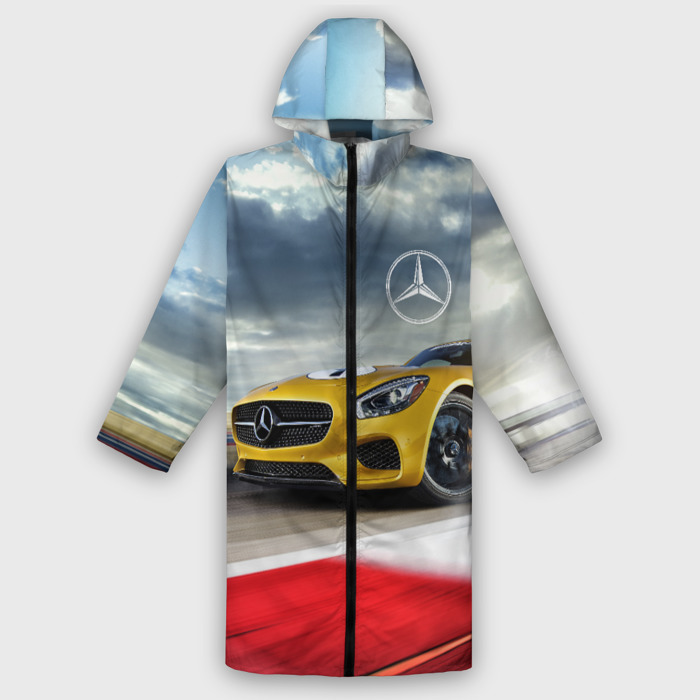 Дождевик унисекс 3D Mercedes AMG V8 Biturbo на трассе фото