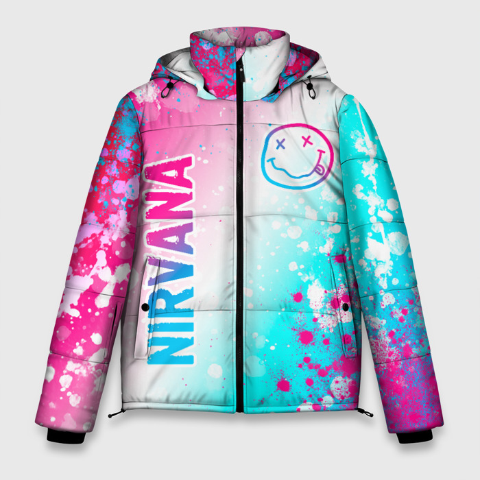 Мужская зимняя куртка 3D Nirvana neon gradient style: надпись, символ фото