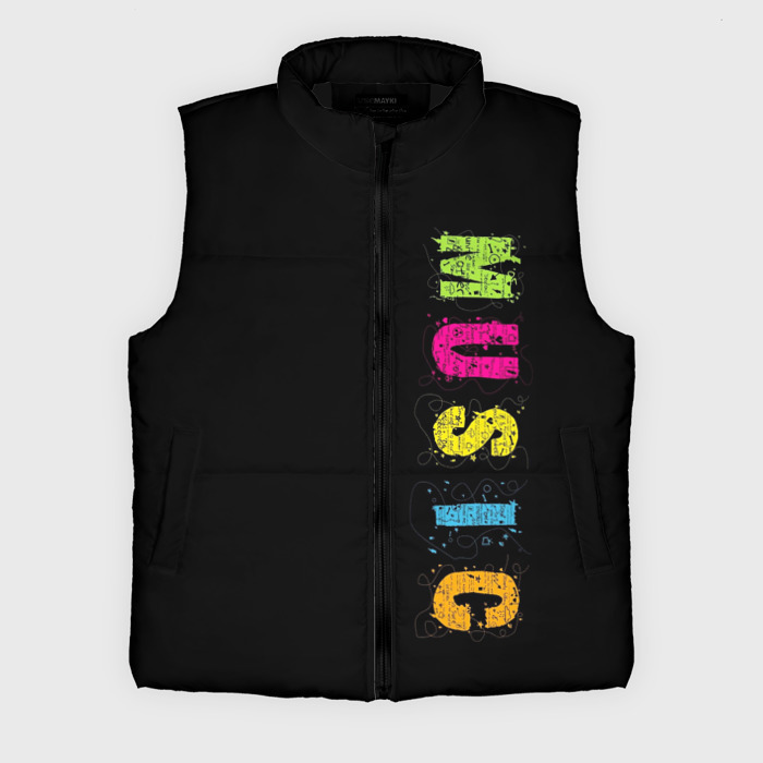 Мужской жилет утепленный 3D Music разноцветная музыка фото