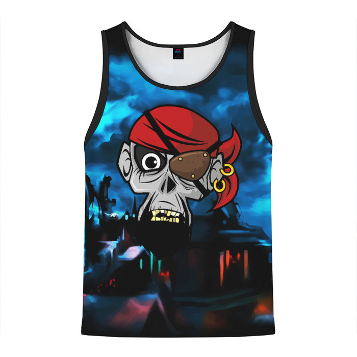 Мужская майка 3D Череп пирата фото